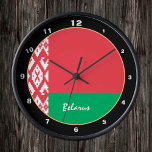 Wit-Rusland Flag, Wit-Rusland trendy fashion/desig Ronde Klok<br><div class="desc">WALL CLOCK: Belarus & Belarus Flag fashion design - love my country,  travel,  foliday,  country patriots/sports fans</div>