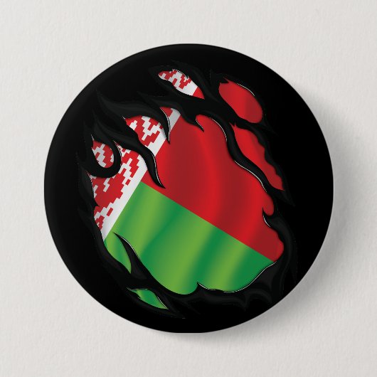 Wit-Rusland gescheurde vlag Ronde Button 7,6 Cm (Voorkant)