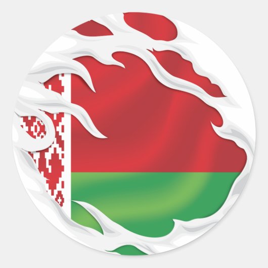 Wit-Rusland gescheurde vlag Ronde Sticker (Voorkant)