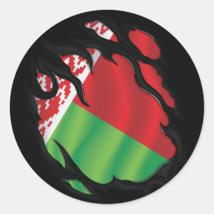 Wit-Rusland gescheurde vlag Ronde Sticker