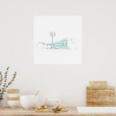 Wit-Rusland Hrodna gestileerde architectuur schets Poster (Keuken)