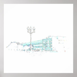 Wit-Rusland Hrodna gestileerde architectuur schets Poster