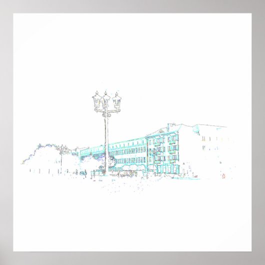 Wit-Rusland Hrodna gestileerde architectuur schets Poster (Voorkant)