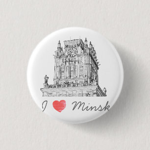 Wit-Rusland Ik hou van de stadspoorten van Minsk A Ronde Button 3,2 Cm