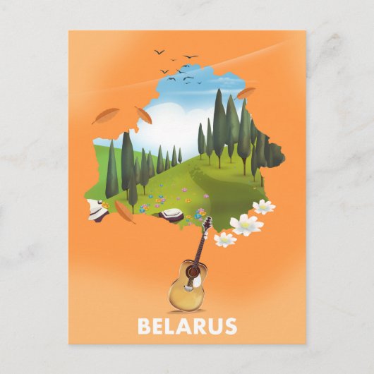 Wit-Rusland Kaart reisposter. (Voorkant)