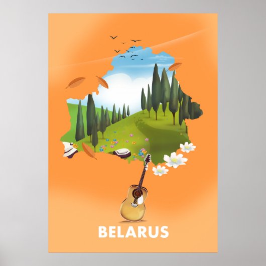Wit-Rusland Kaart reisposter. Poster (Voorkant)