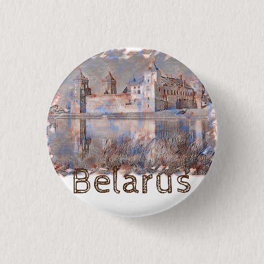 Wit-Rusland Kasteel Mir-architectuur knopspeldje Ronde Button 3,2 Cm (Voorkant)