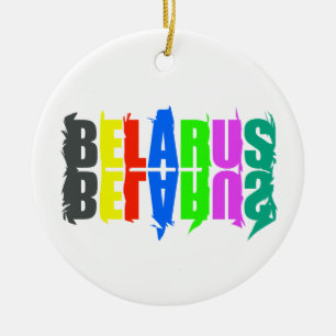 Wit-Rusland Kleurrijke Gelukkige Letters Keramisch Ornament