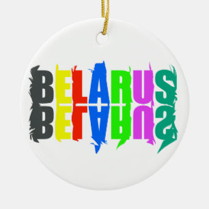 Wit-Rusland Kleurrijke Gelukkige Letters Keramisch Ornament