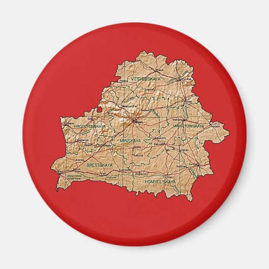 Wit-Rusland Magneet met Landkaart (Voorkant)