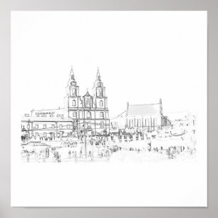 Wit-Rusland Minsk Gestileerde Architectuur Schets  Poster