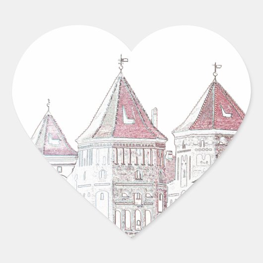Wit-Rusland Mir Kasteel Architectuur Hart Sticker (Voorkant)