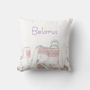 Wit-Rusland National Folk Outfit Sketch Cushion Pi Kussen