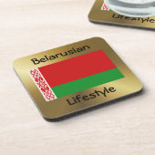 Wit-Rusland Onderzetter Vlag+Tekst (Linkerzijde)