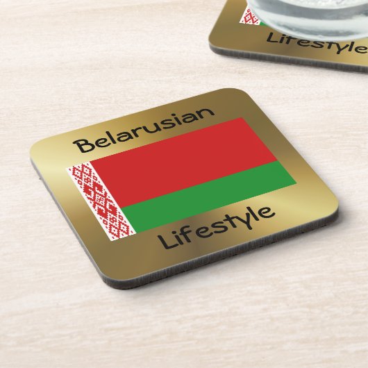 Wit-Rusland Onderzetter Vlag+Tekst (Linkerzijde)