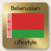 Wit-Rusland Onderzetter Vlag+Tekst (Voorkant)