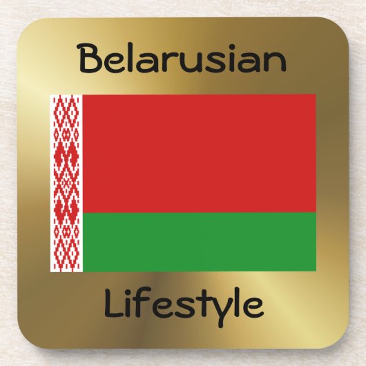 Wit-Rusland Onderzetter Vlag+Tekst (Voorkant)