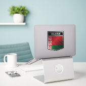 Wit-Rusland Sticker (Laptop op bureau)