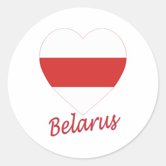 Wit-Rusland (traditioneel) Vlag Hart Ronde Sticker (Voorkant)