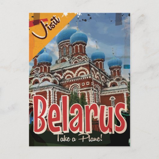 Wit-Rusland Vintage Reisposter Briefkaart (Voorkant)