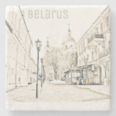 Wit-Rusland Vitebsk Cityscape Architecture Sketch Stenen Onderzetter (Voorkant)