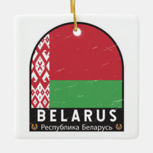 Wit-Rusland vlag Embleem Verstoorde Vintage Keramisch Ornament