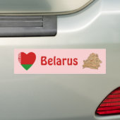 Wit-Rusland Vlag Hart + Landkaart Bumpersticker (Op auto)