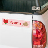 Wit-Rusland Vlag Hart + Landkaart Bumpersticker (Op Truck)