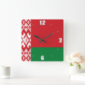 Wit-Rusland vlaggetallen rood wit groen patroon Vierkante Klok (Huis)