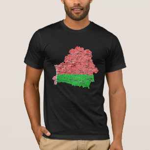 Wit-Rusland Vlagkleur Kaart T-Shirt