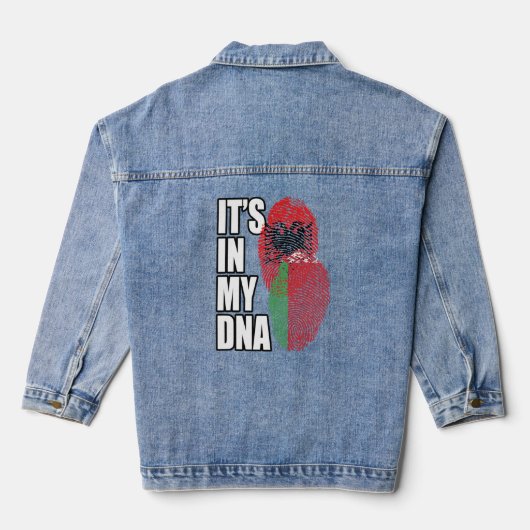 Wit-Russisch en Albanees mix DNA vlag erfgoed Denim Jacket (Achterkant)