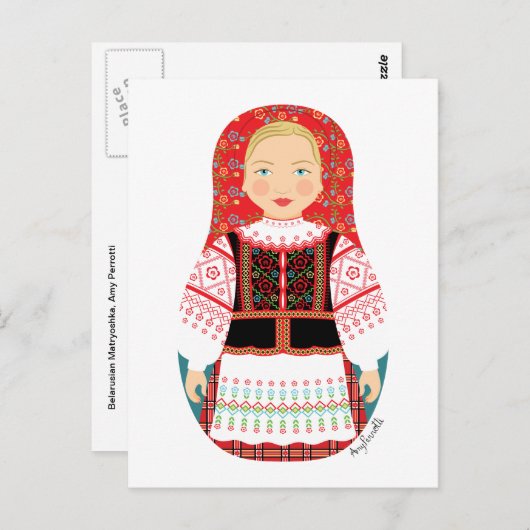 Wit-Russisch Matryoshka-Briefkaart Briefkaart (Voorkant / Achterkant)