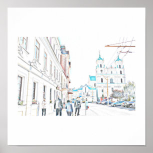 Wit-Russisch Poster met gestyleerde architectuur s