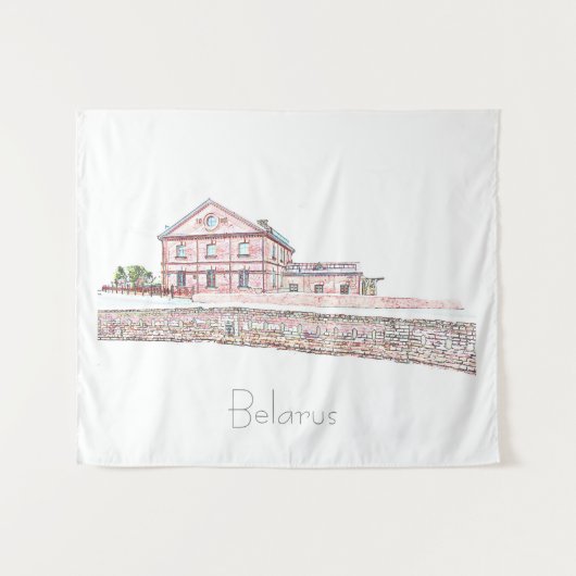 Wit-Russische architectuur Stadsschets Wandkleed (Voorkant (horizontaal))