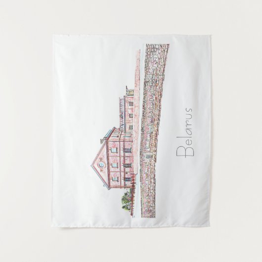 Wit-Russische architectuur Stadsschets Wandkleed (Voorkant)