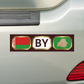 Wit-Russische Bumpersticker met de vlaggenkaartcod (Op auto)