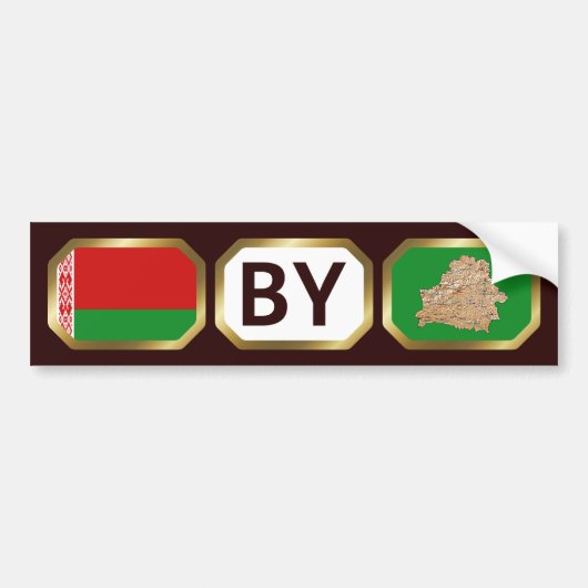 Wit-Russische Bumpersticker met de vlaggenkaartcod (Voorkant)