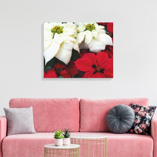 Wit-Russische en Rode Poinsettias II Kerstfeestdag Canvas Afdruk (Insitu (Woonkamer))