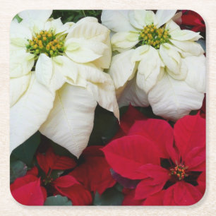 Wit-Russische en Rode Poinsettias II Kerstfeestdag Kartonnen Onderzetters