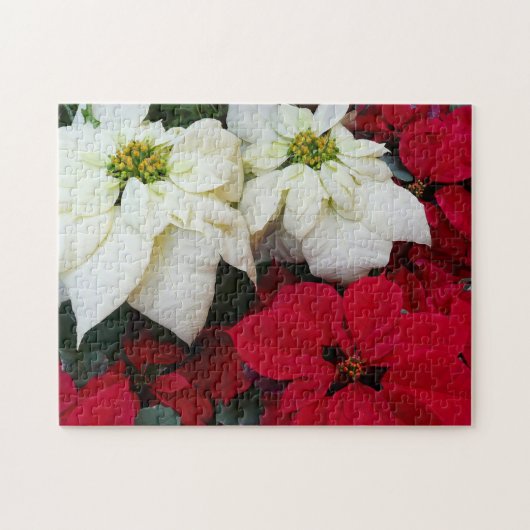 Wit-Russische en Rode Poinsettias II Kerstfeestdag Legpuzzel (Horizontaal)
