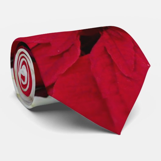 Wit-Russische en Rode Poinsettias II Kerstfeestdag Stropdas (Opgerold)