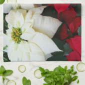 Wit-Russische en Rode Poinsettias II Kerstfeestdag Theedoek (Gevouwen)