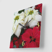 Wit-Russische en Rode Poinsettias II Kerstfeestdag Vierkante Klok (Hoek)