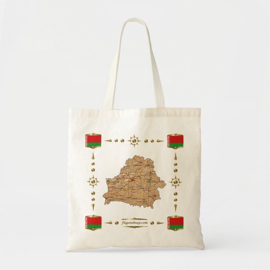 Wit-Russische kaart + vlag Tote Bag (Voorkant)