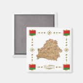 Wit-Russische kaart + Vlaggen Magnet (Voorkant / Achterkant)