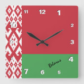 Wit-Russische klok, vaderland, Wit-Russische vlag Vierkante Klok (Voorkant)