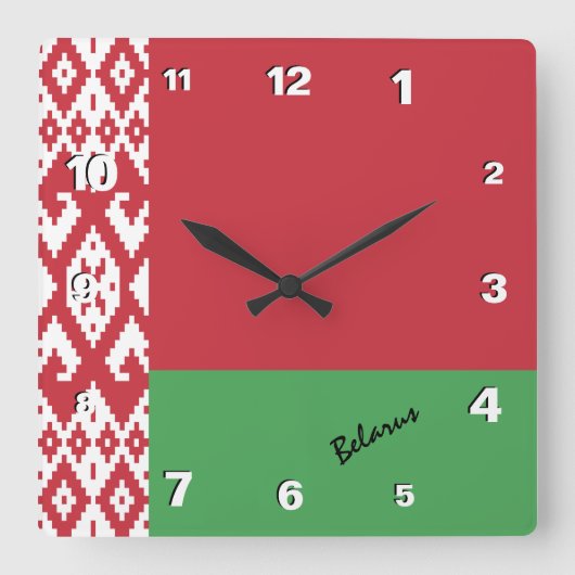 Wit-Russische klok, vaderland, Wit-Russische vlag Vierkante Klok (Voorkant)