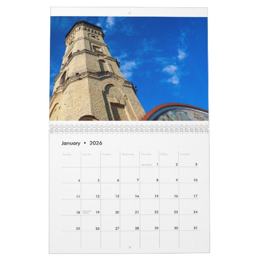 Wit-Russische landschapsarchitectuurstraten Kalender (Jan 2026)
