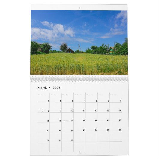 Wit-Russische Natuur Landschap Huts Oude huizen Kalender (Mar 2026)