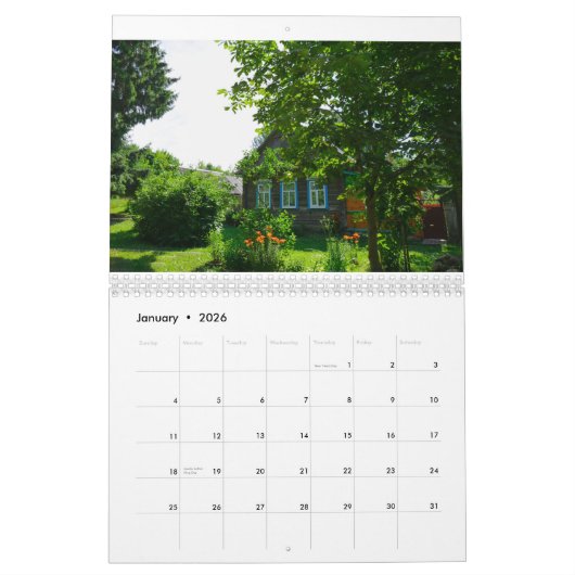 Wit-Russische Natuur Landschap Huts Oude huizen Kalender (Jan 2026)